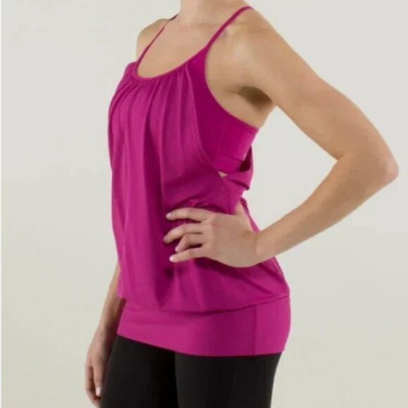 Lululemon Women's Sz 8 No Limits Tank Raspberry Pink Layered Racerback Bra/Tank - Picture 9 of 11